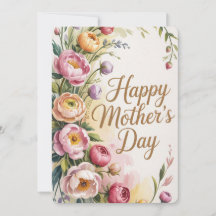 Tarjeta vintage del día de la madre floral