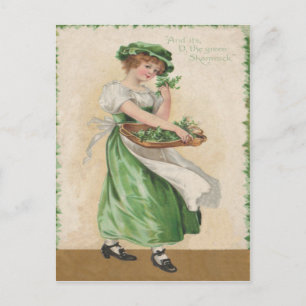 Tarjeta vintage del día de San Patricio de doncell