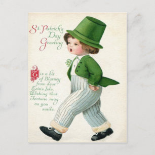 Tarjeta Vintage del Día de San Patricio del Niño D