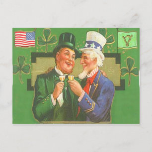 Tarjeta vintage del día de San Patricio del Tío Sa