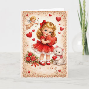 Tarjeta vintage del Día de San Valentín con Cupido