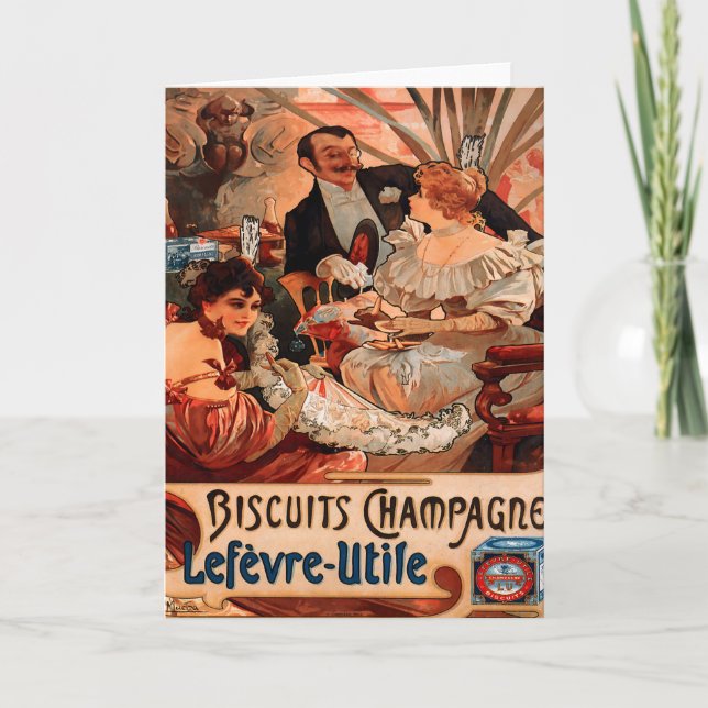 Tarjeta vintage del francés del champán (Anverso)