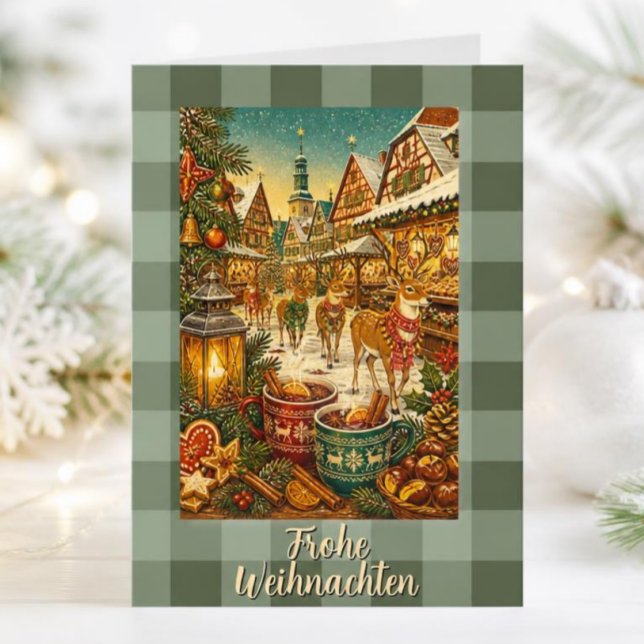 Tarjeta vintage del mercado de Navidad alemán (Subido por el creador)