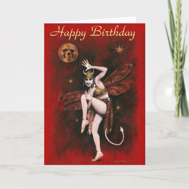 Tarjeta Vintage Devil Lady Birthday Card (Anverso)
