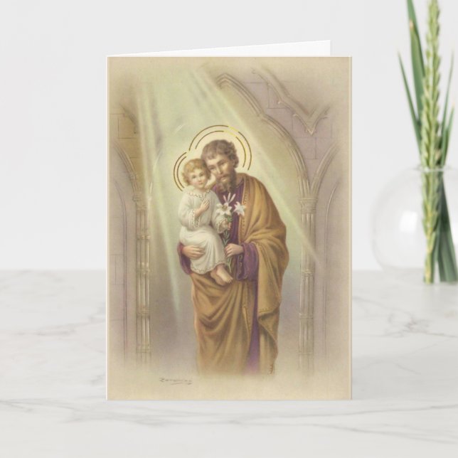Tarjeta Vintage Día del Padre San José (Anverso)