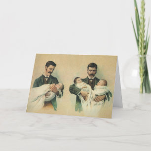 Tarjeta Vintage Día del Padre Victoriano, ¡son trillizos!