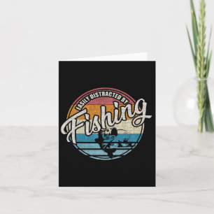 Tarjeta Vintage Distraído Fácilmente Por La Pesca