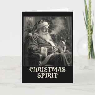 Tarjeta Vintage Divertido Santa Claus Fumando Navidad Srit
