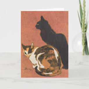 Tarjeta Vintage Dos Gatos Pintando Steinlen