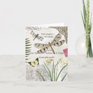 Tarjeta Vintage Dragonflies notecard