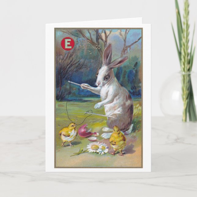 Tarjeta Vintage Easter Bunny and Chick (Anverso)