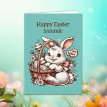 Vintage Easter Bunny and Colour Page