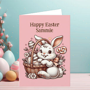 Tarjeta Vintage Easter Bunny and Colour Page