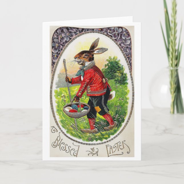 Tarjeta Vintage Easter Bunny Egg Card (Anverso)