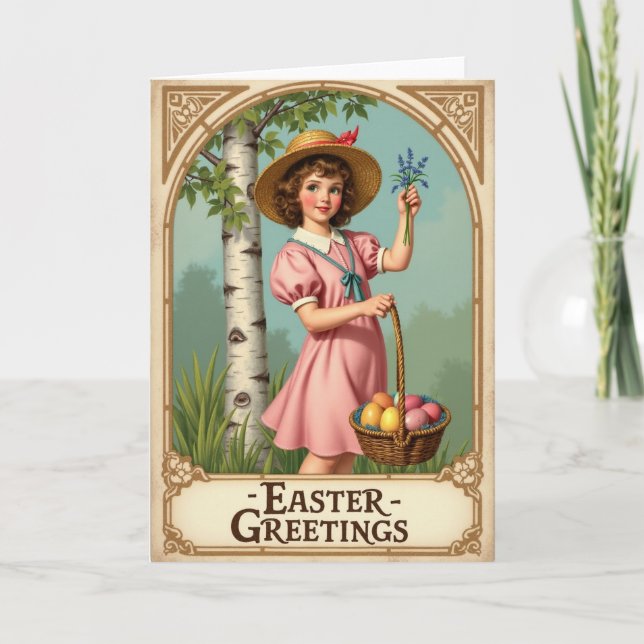 Tarjeta Vintage Easter Greetings Card (Anverso)