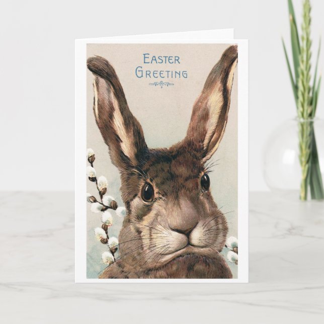 Tarjeta Vintage Easter Pouty Face Bunny (Anverso)