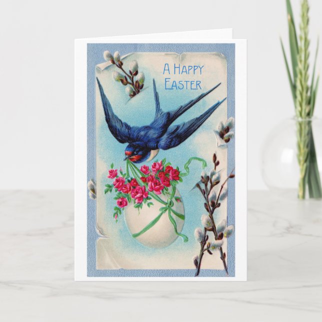 Tarjeta Vintage Easter Swarrow Egos Flower (Anverso)