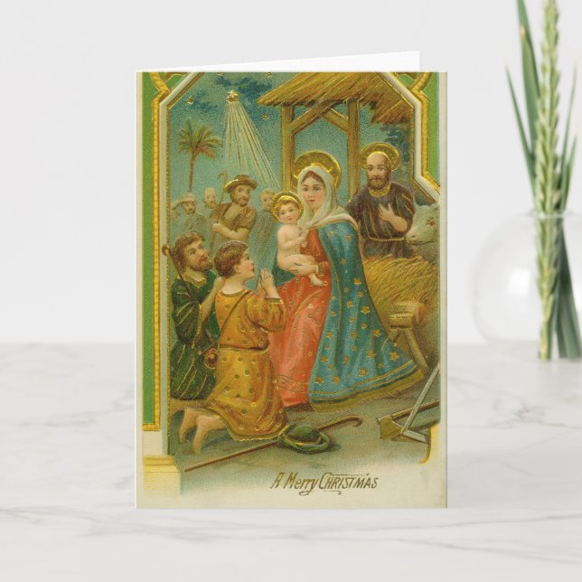 Tarjeta Vintage Edwardian Era Nativity Christmas Card (Anverso)