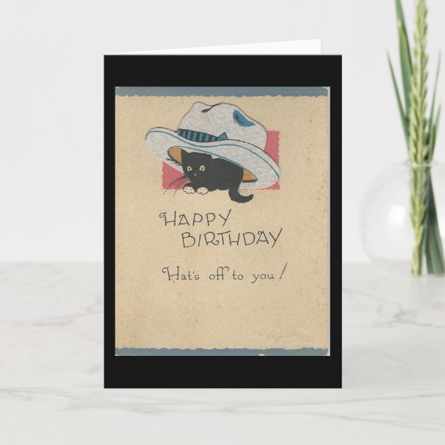 Tarjeta Vintage "El Gorra Se Va" Cumpleaños (Anverso)
