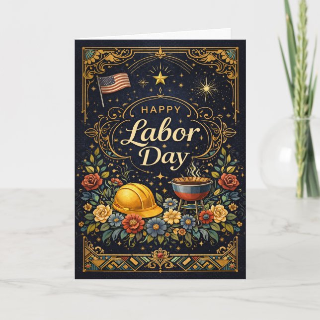 Tarjeta Vintage Elegant Labor Day  (Anverso)