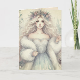 Tarjeta Vintage Elegant Winter Princess Fairytale