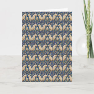 Tarjeta Vintage español Tile Animal Rabbit Tortoise Blue