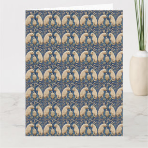 Tarjeta Vintage español Tile Animal Rabbit Tortoise Blue