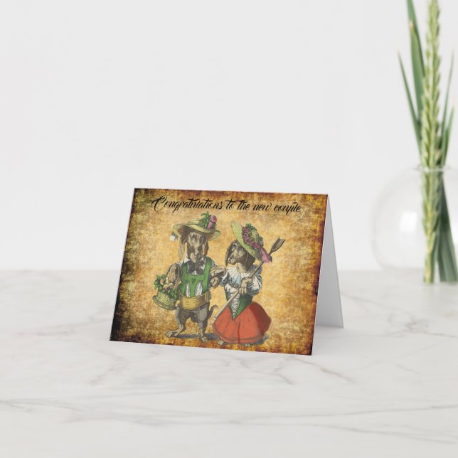 Tarjeta Vintage European Dachshund Couple New (Anverso)