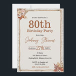 Tarjeta Vintage Fall Otoño 80th Birthday Party Card<br><div class="desc">Esta invitación es para una fiesta de cumpleaños vintage. También se puede cambiar a un tipo diferente de invitación.</div>