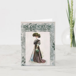 Tarjeta Vintage Fashion Ilustracion Lady With Cane