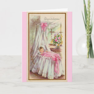 Tarjeta Vintage - Felicitaciones a tu bebé,