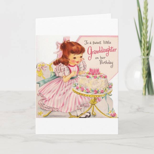 Tarjeta Vintage - Feliz cumpleaños a la dulce nieta, (Anverso)