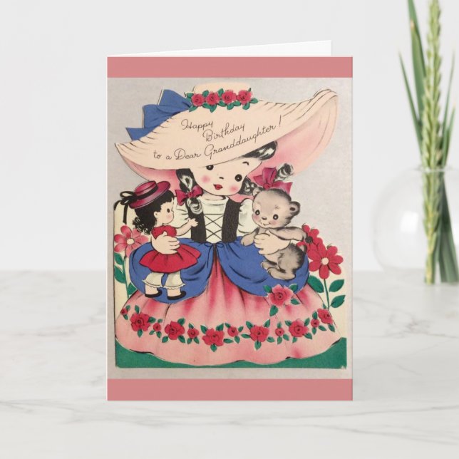 Tarjeta Vintage - Feliz cumpleaños a una nieta querida, (Anverso)