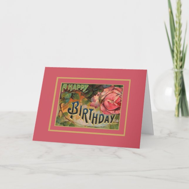 Tarjeta Vintage Feliz Cumpleaños Saludos (Anverso)