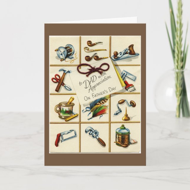 Tarjeta Vintage Feliz Día del Padre (Anverso)