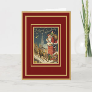 Tarjeta Vintage Feliz Navidad Santa