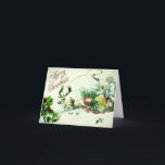 Tarjeta Vintage Feliz Navidad Santa Trineo Reno<br><div class="desc">Navidad Vintage</div>