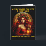 Tarjeta Vintage Feliz Solsticio de Invierno Nosotros Bruja<br><div class="desc">Vintage Feliz Solsticio de Invierno Nosotros Bruja Te Deseamos Yule Navidad</div>