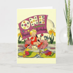 Tarjeta Vintage First Birday Card