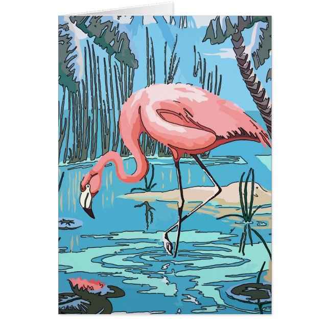 Tarjeta Vintage Flamingo, editar texto (Frente)