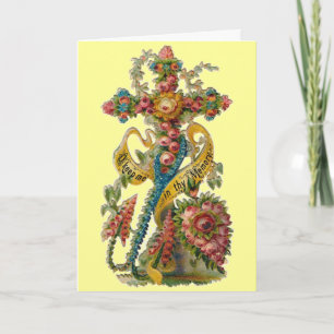 Tarjeta Vintage Floral Cross Condolence