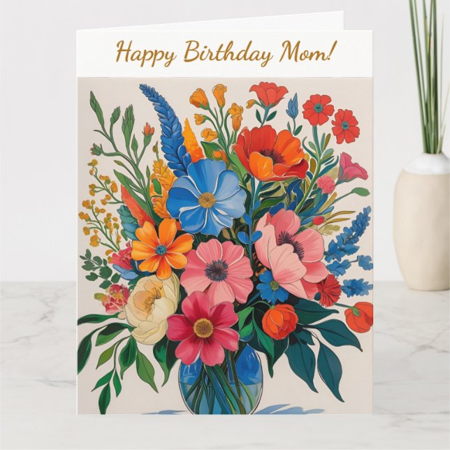 Tarjeta Vintage Floral Happy Birday Card (Anverso)
