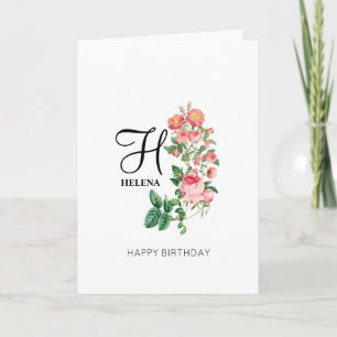 Tarjeta Vintage Floral Monograma Botánico Cumpleaños