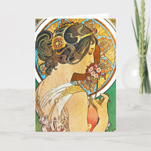 Tarjeta Vintage Floral Mucha