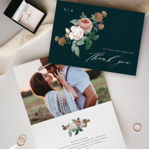 Tarjeta Vintage Floral Script Boda Gracias