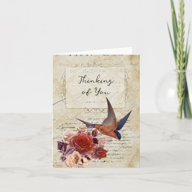 Tarjeta Vintage Floral Thinking (Anverso)