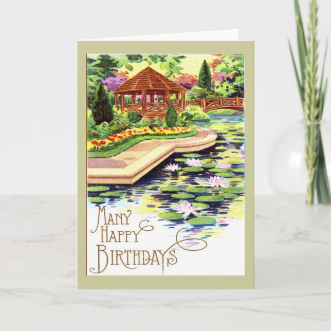 Tarjeta Vintage Flower Garden Birday (Anverso)