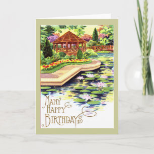 Tarjeta Vintage Flower Garden Birday