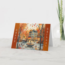 Tarjeta Vintage Fountain Park Autumn Thankding