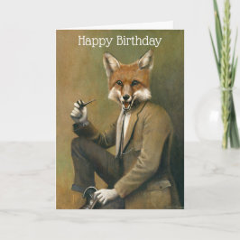 Tarjeta Vintage Fox Gentleman Birday Card